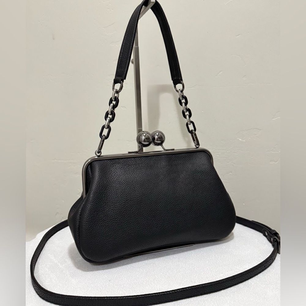 Unique Cats Print Pebble Cowhide Handmade Large Ball Kisslock Handbag, Multi Use - Picture 9 of 16